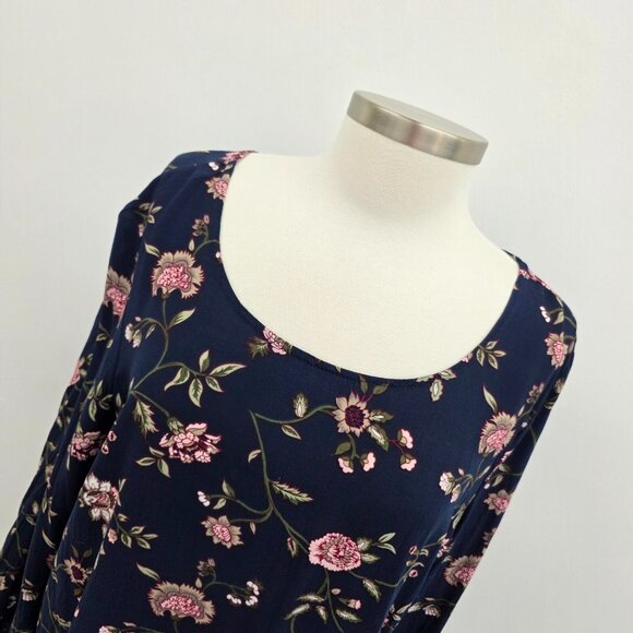 Faded Glory Womens Blue Floral Tunic Blouse W/Cross Back Detail Size 2XL XXL - Picture 10 of 15